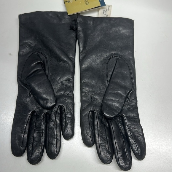 Isotoner Aris 115 Leather Gloves Cashmere Lined Winter Luxury Black New One Size - Picture 5 of 7